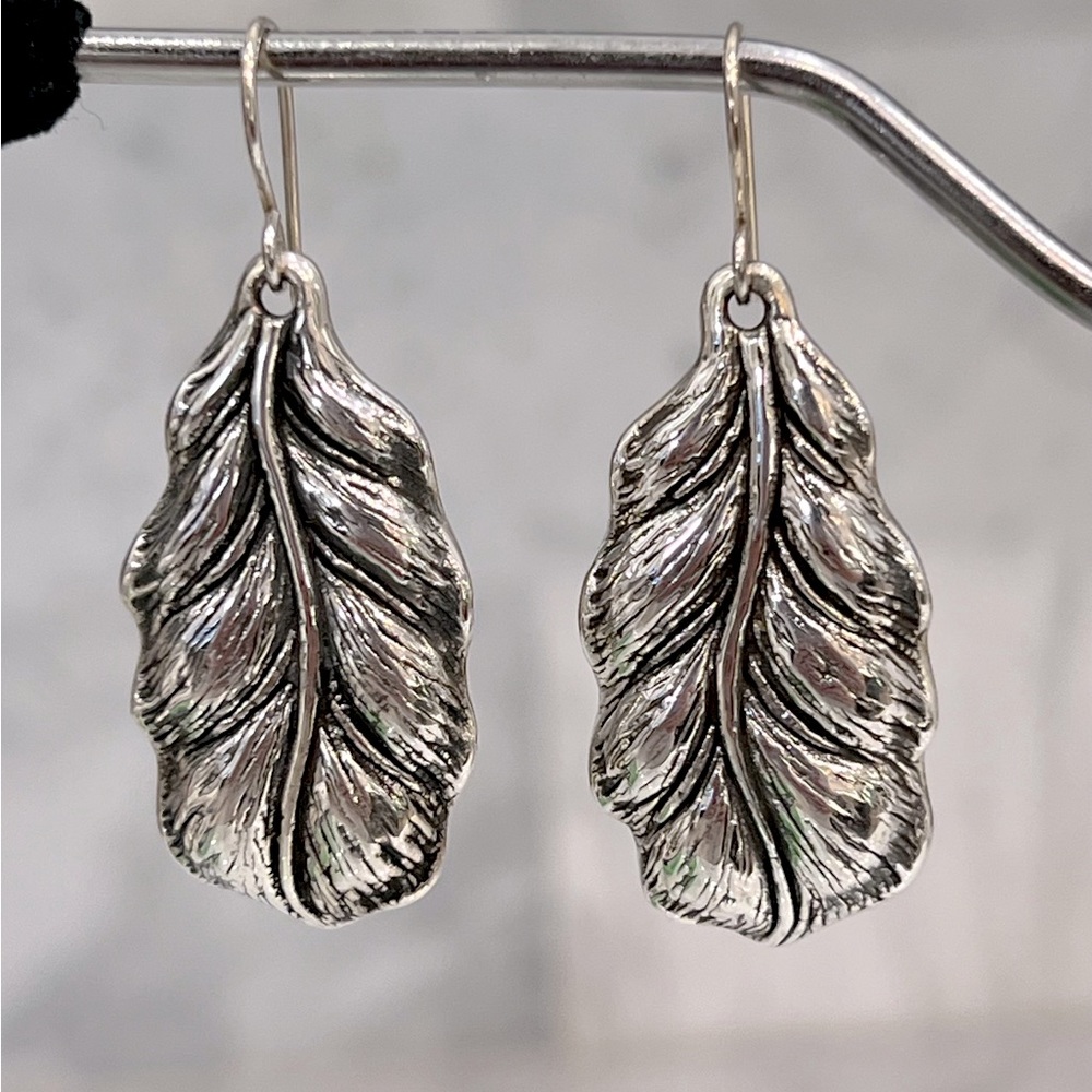 Sterling Silver Dangle Leaf Earrings